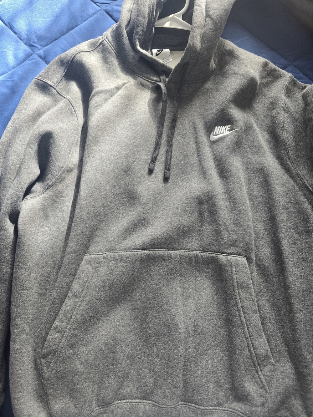 Nike Dark Gray Pullover Hoodie with White Logo